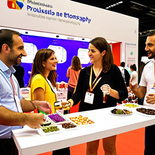 Home 4 Strategic Sponsorship**
Prompt: A vibrant event scene, showcasing a mutually beneficial partnership between the event organizers and a sponsor. Show event attendees interacting with a sponsor booth, possibly sampling products or participating in an activity. The overall impression should be positive and mutually rewarding. Focus on an event in Spain.
**